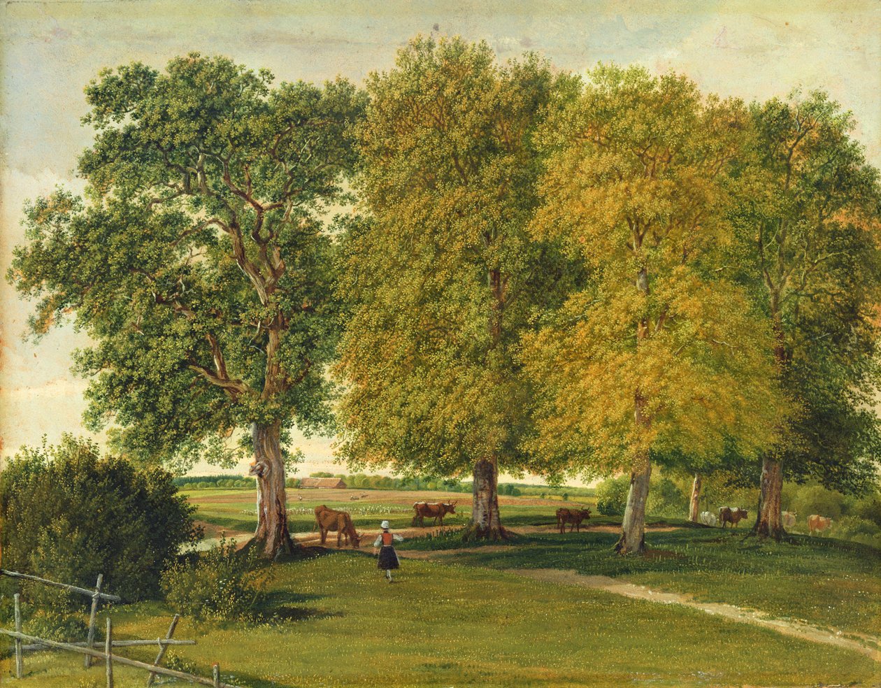 Herder with Cattle beneath Autumnal Trees by Wilhelm Alexander Kobell