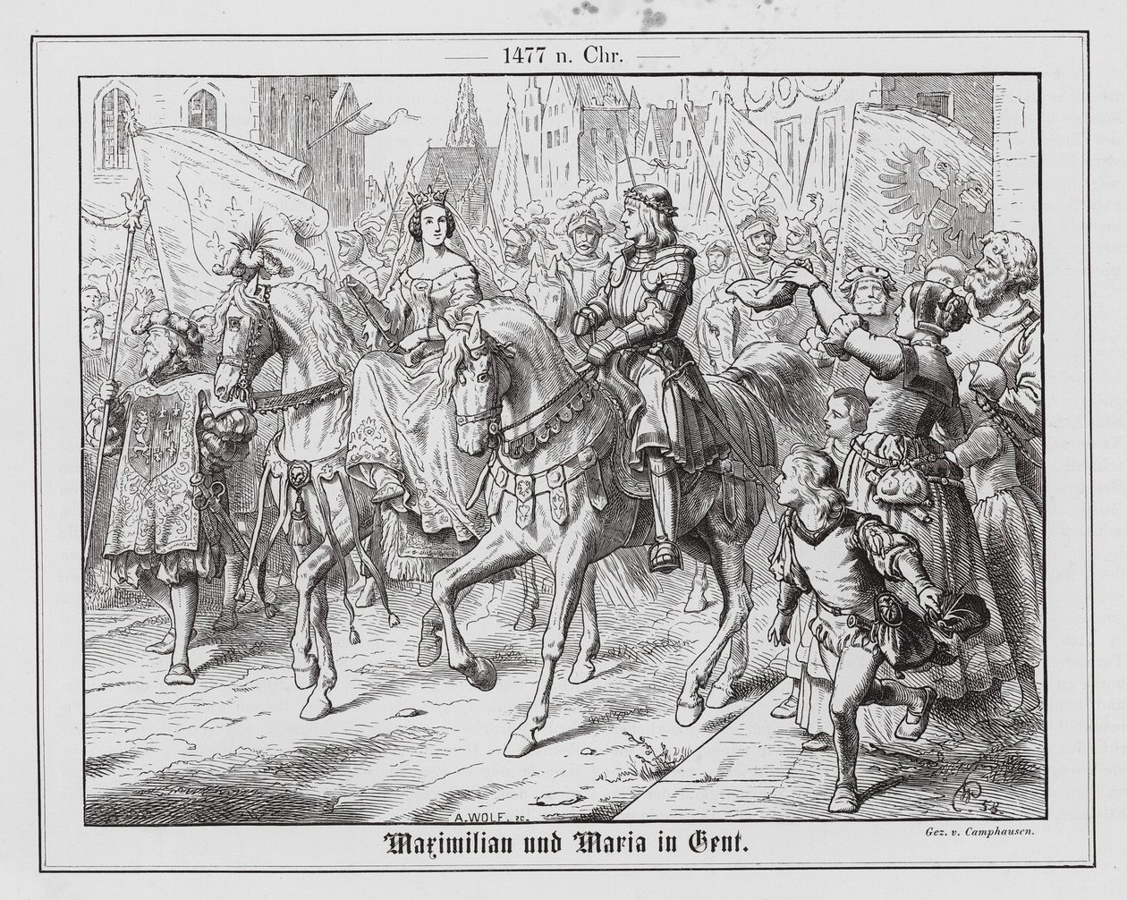 Archduke Maximilian of Austria and Mary of Burgundy in Ghent by Wilhelm Camphausen