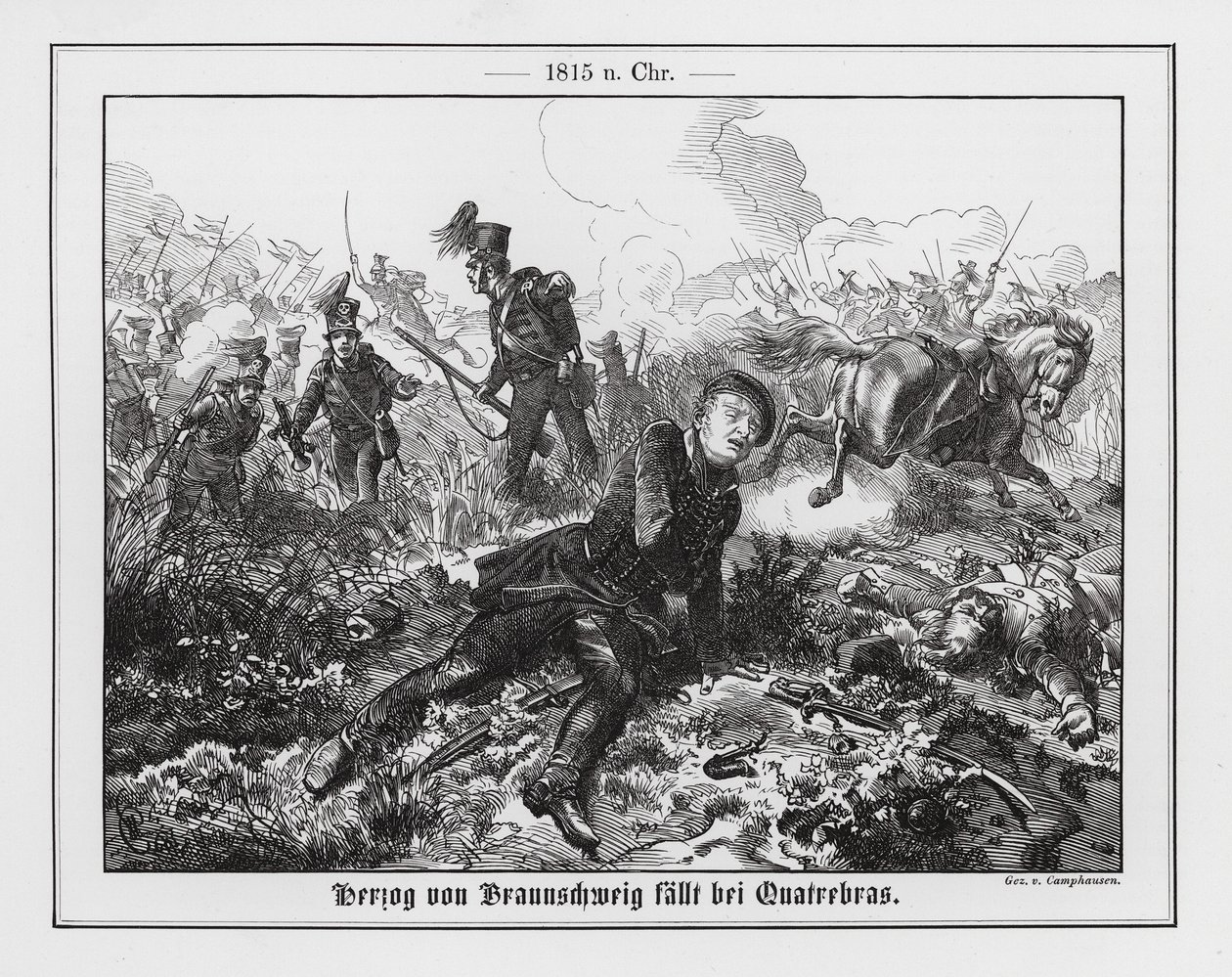Death of the Duke of Brunswick at the Battle of Quatre Bras by Wilhelm Camphausen