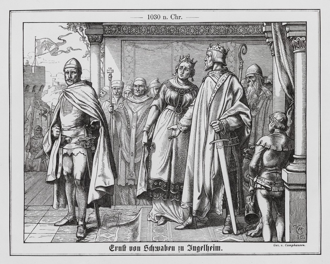 Ernest II, Duke of Swabia, Before the Holy Roman Emperor Conrad II at Ingelheim, Germany by Wilhelm Camphausen