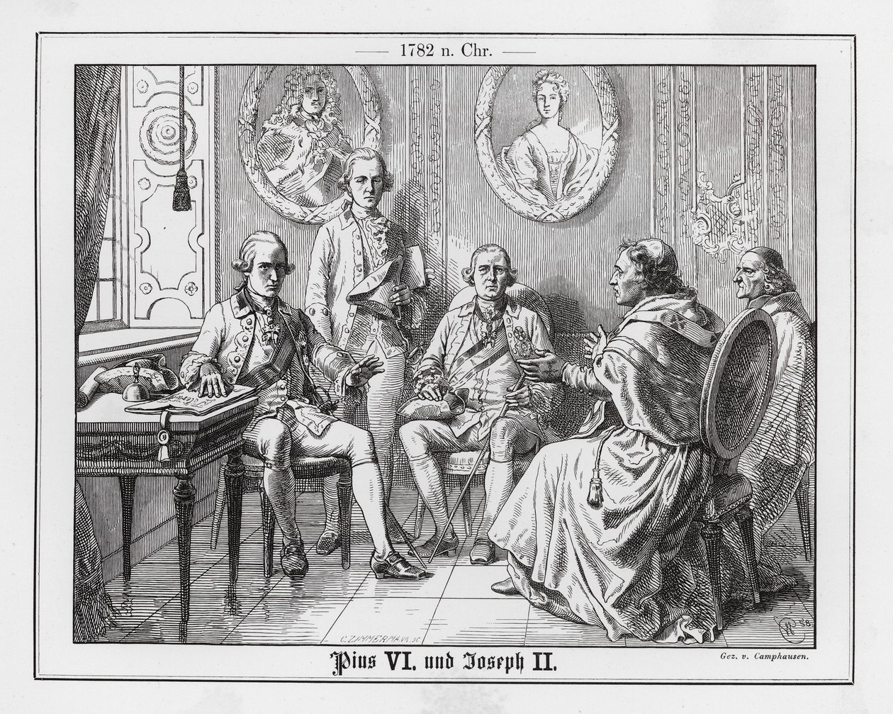 Pope Pius VI and the Holy Roman Emperor Joseph II by Wilhelm Camphausen