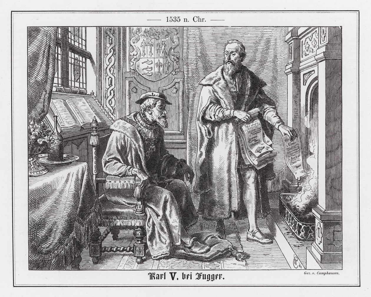 The Holy Roman Emperor Charles V with the German Merchant Anton Fugger by Wilhelm Camphausen