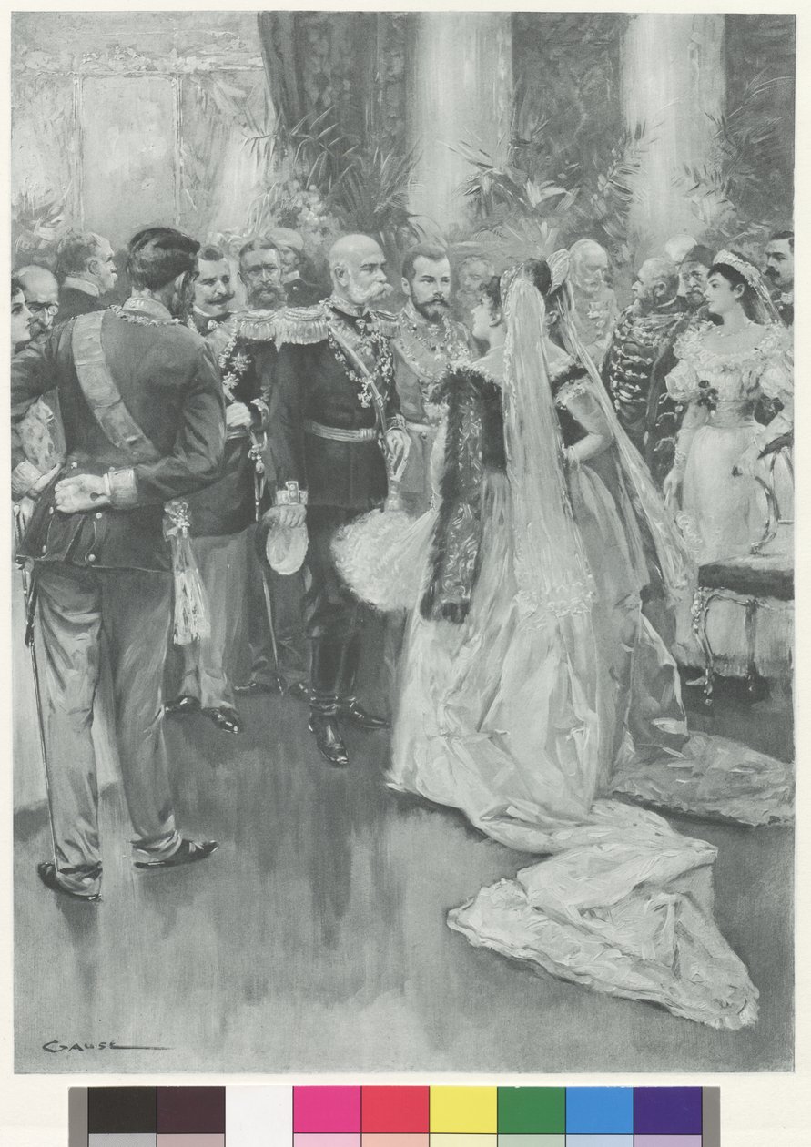 Emperor Franz Joseph I and czar Nikolaus II in Petersburg after the great formal dinner by Wilhelm Gause