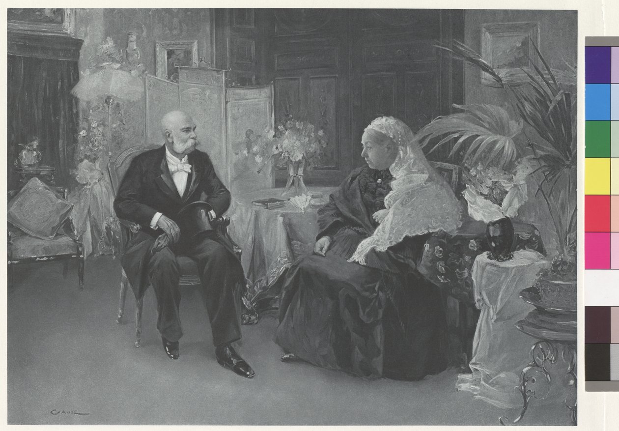 Queen Victoria and Emperor Franz Joseph at the Hotel du Cimiez in Nice by Wilhelm Gause