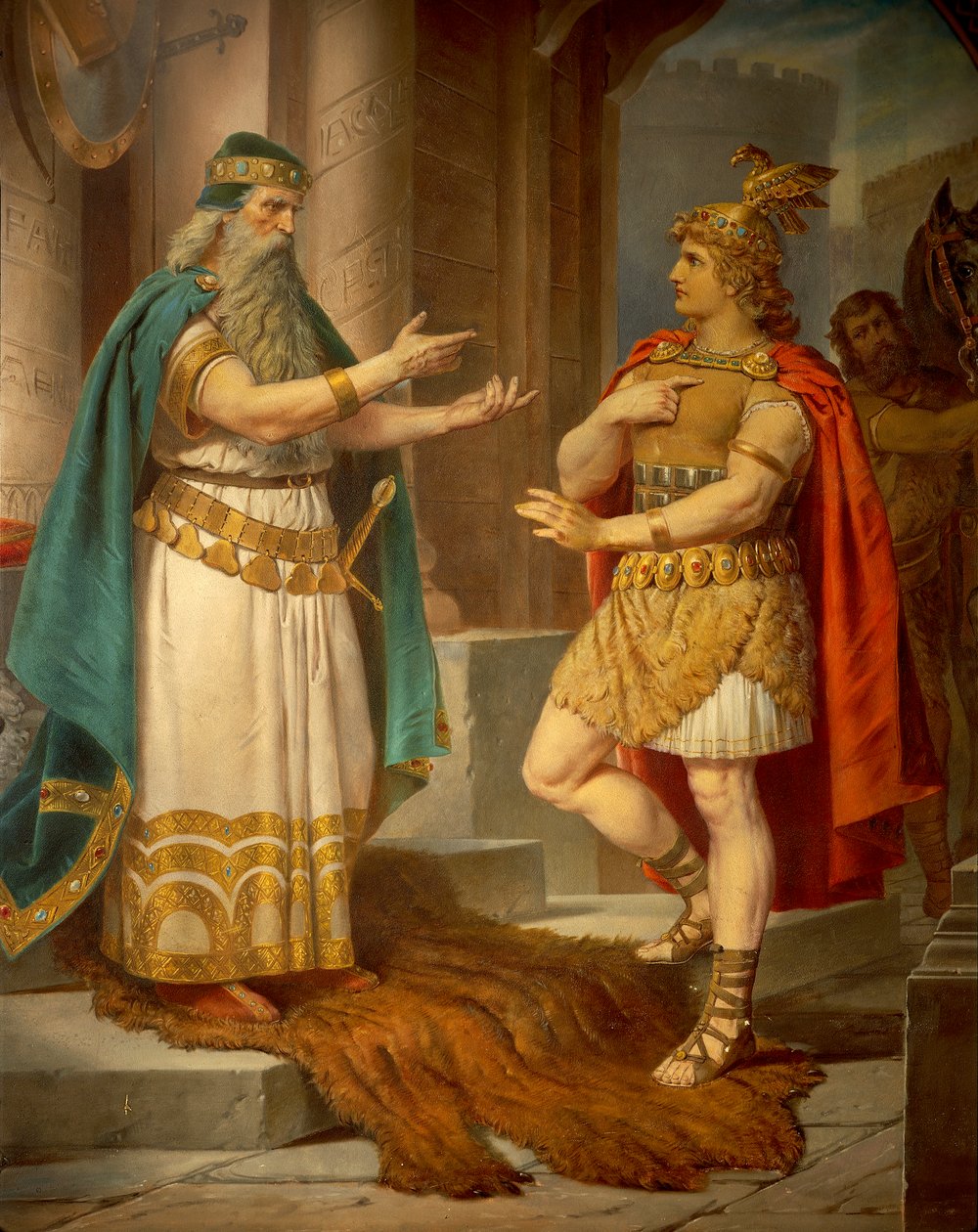 King Sigurd meets the wise hermit Grypin, from the Sigurd Saga, Lower Hall, c.1882-83 by Wilhelm Hauschild