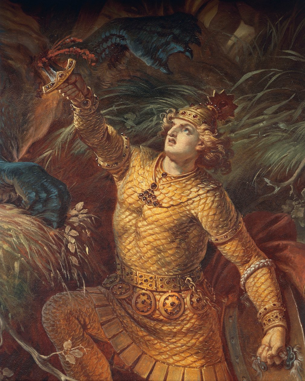Sigurd Killing the Dragon Fafnir (detail) by Wilhelm Hauschild