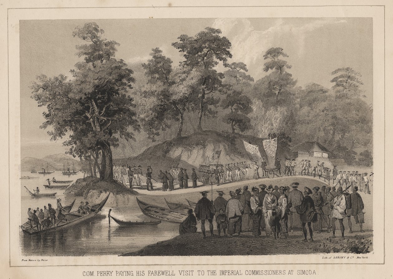 Com. Perry Paying His Farewell Visit to the Imperial Commissioners at Simoda by Wilhelm Joseph Heine