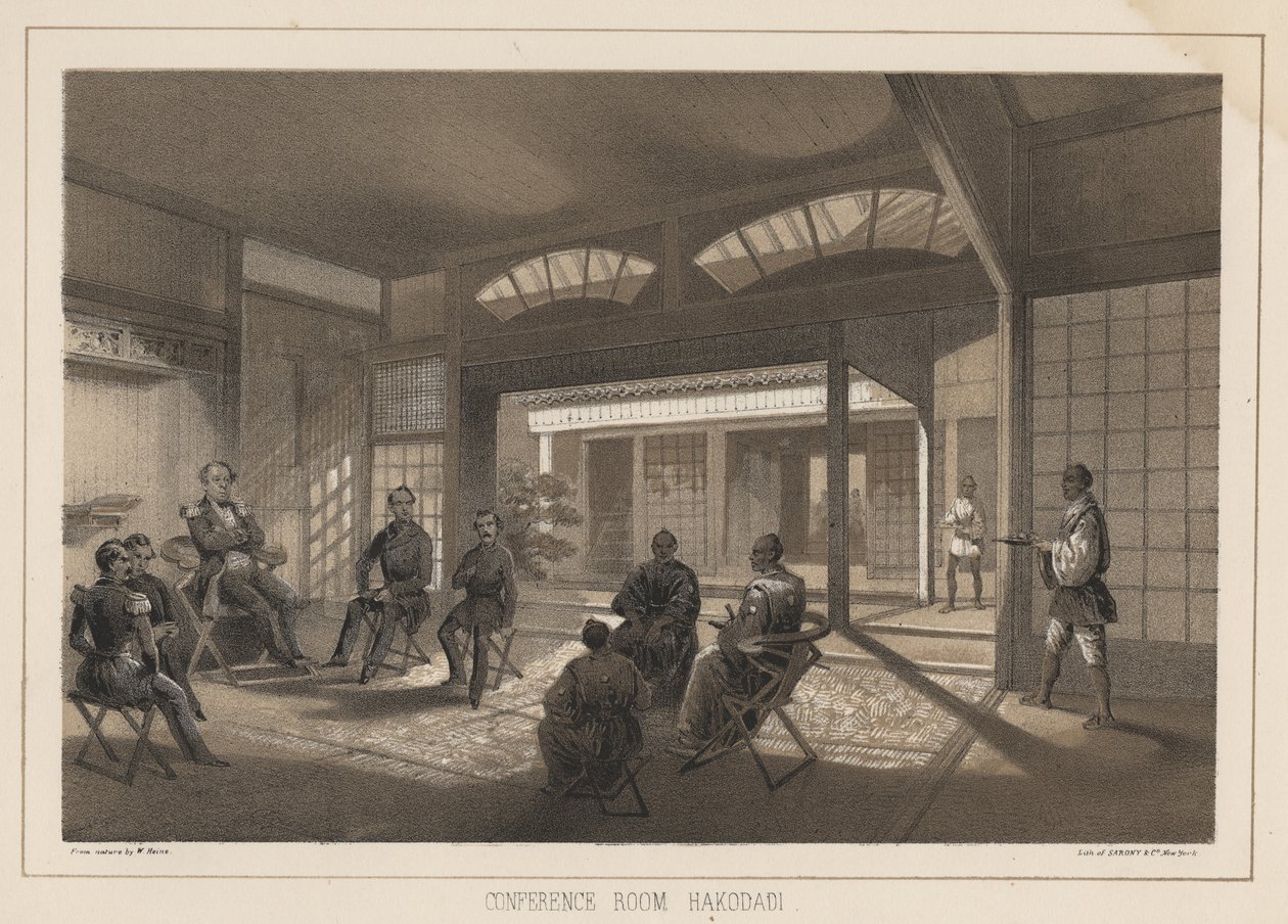 Conference Room, Hakodadi, 1855 by Wilhelm Joseph Heine