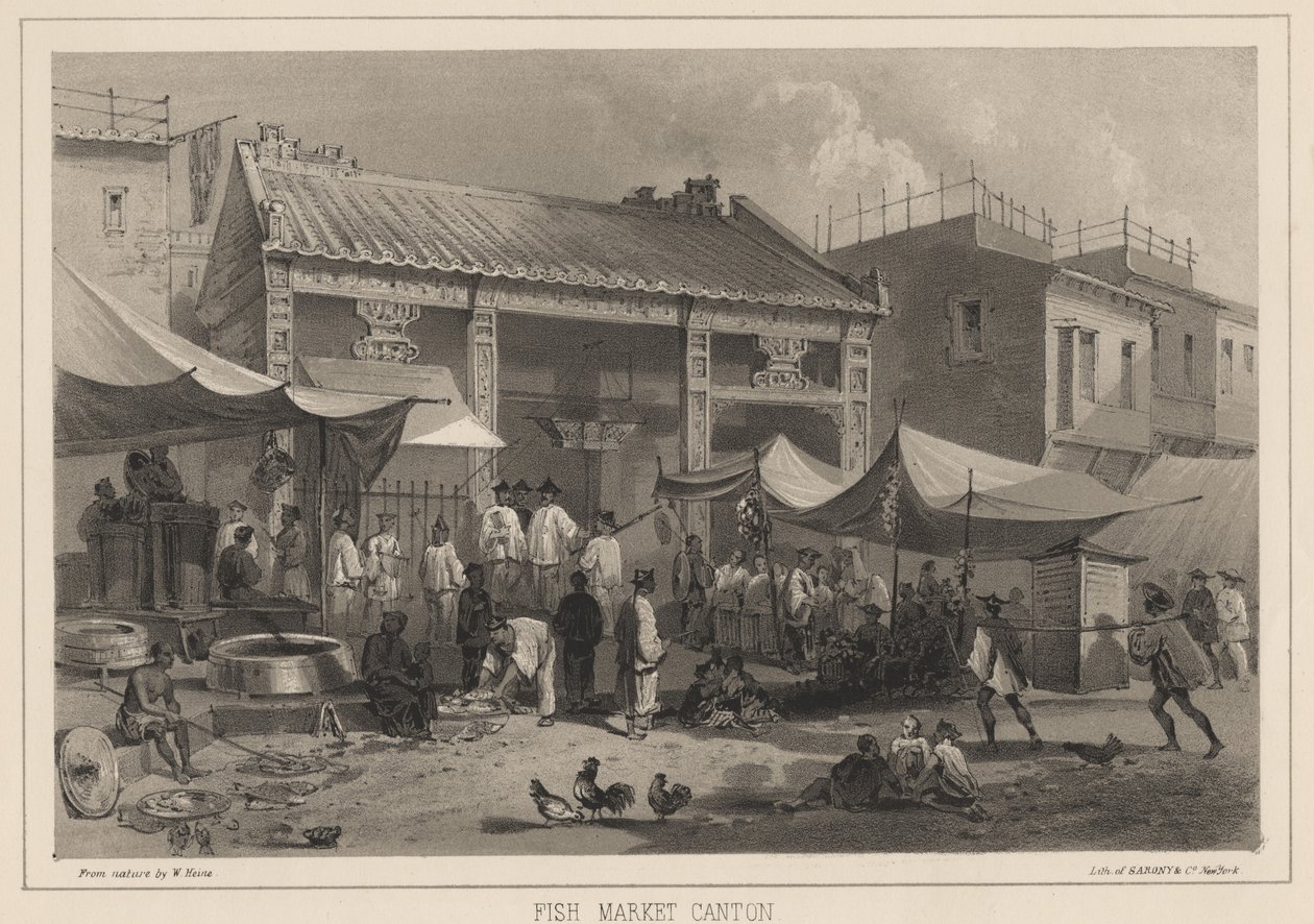 Fish Market Canton, 1855 by Wilhelm Joseph Heine