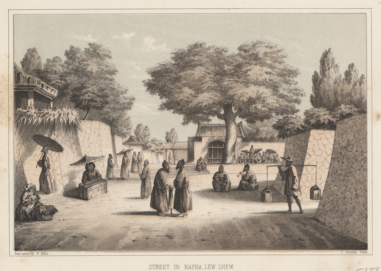 Street in Napha, Lew Chew, 1855 by Wilhelm Joseph Heine