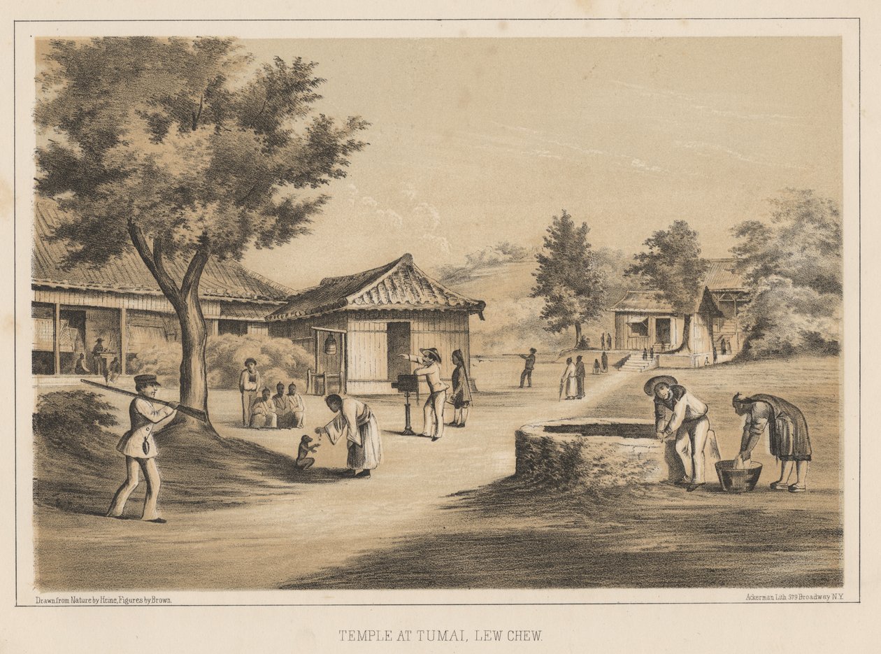 Temple at Tumai, Lew Chew, 1855 by Wilhelm Joseph Heine