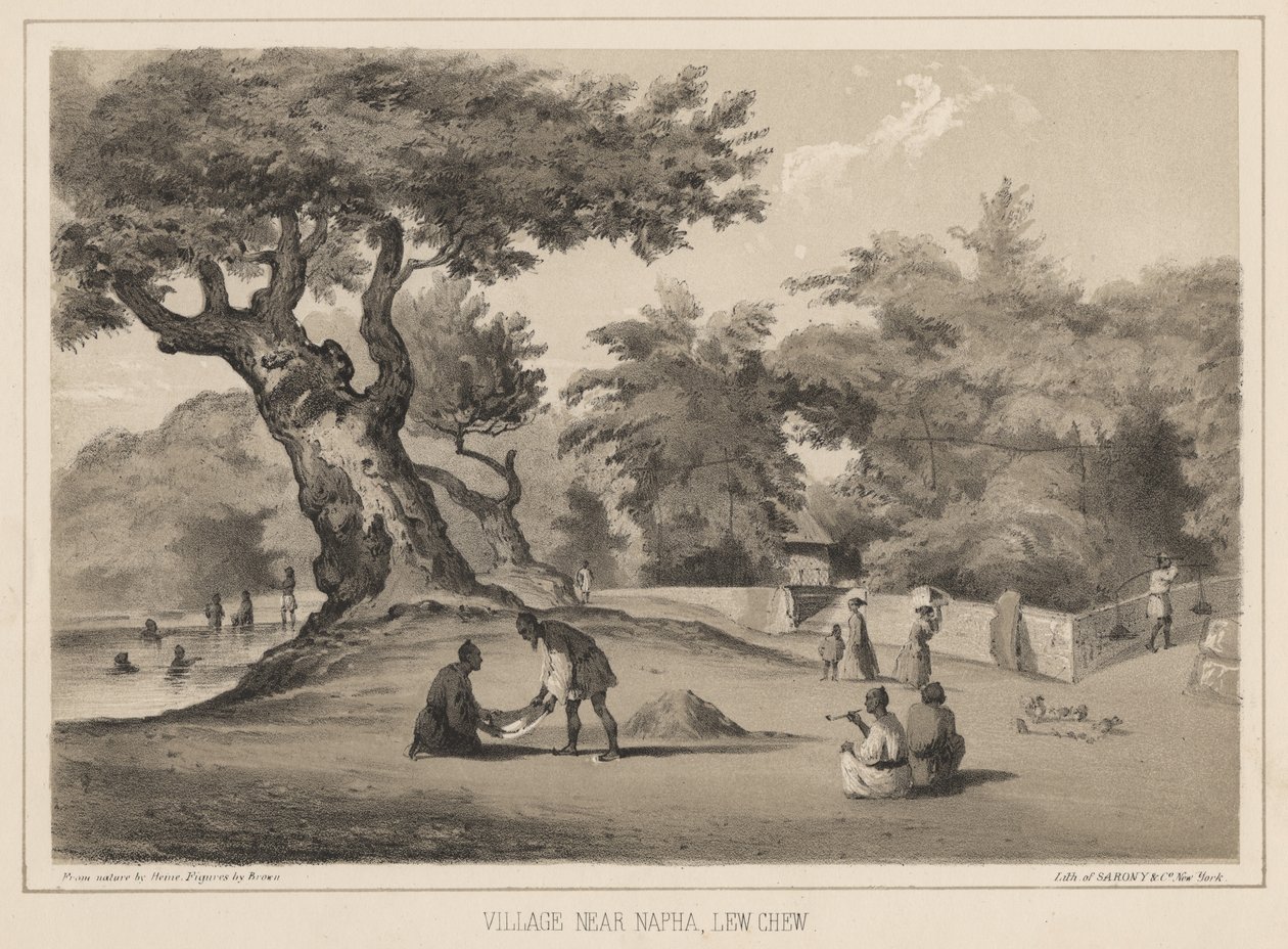 Village Near Napha, Lew Chew, 1855 by Wilhelm Joseph Heine