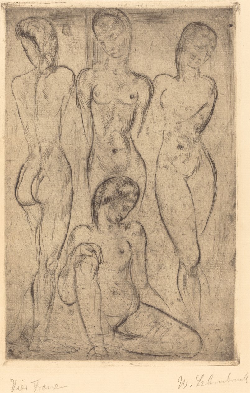 Four Women; Three Standing, One Sitting by Wilhelm Lehmbruck