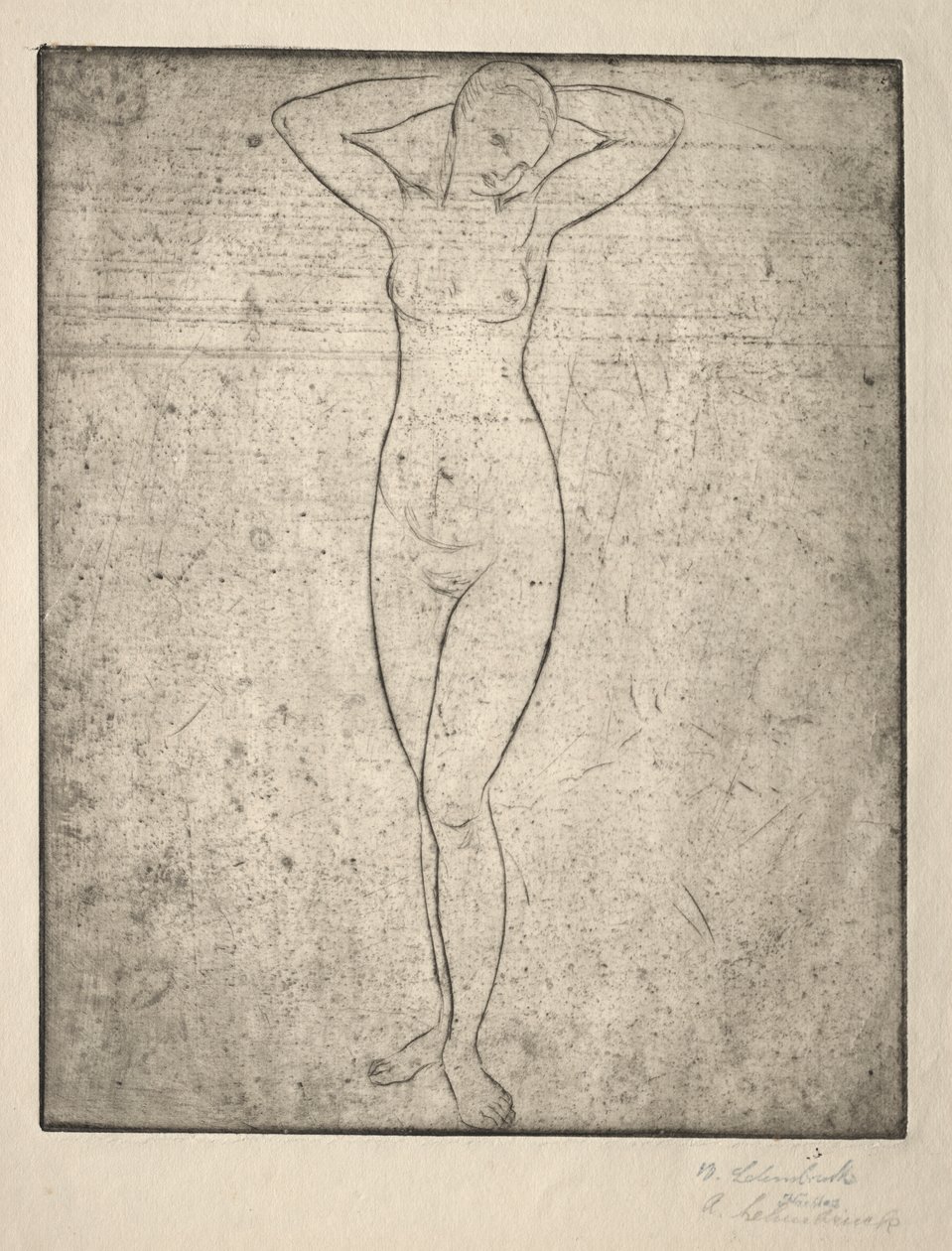 Standing Girl with Arms Behind her Head by Wilhelm Lehmbruck