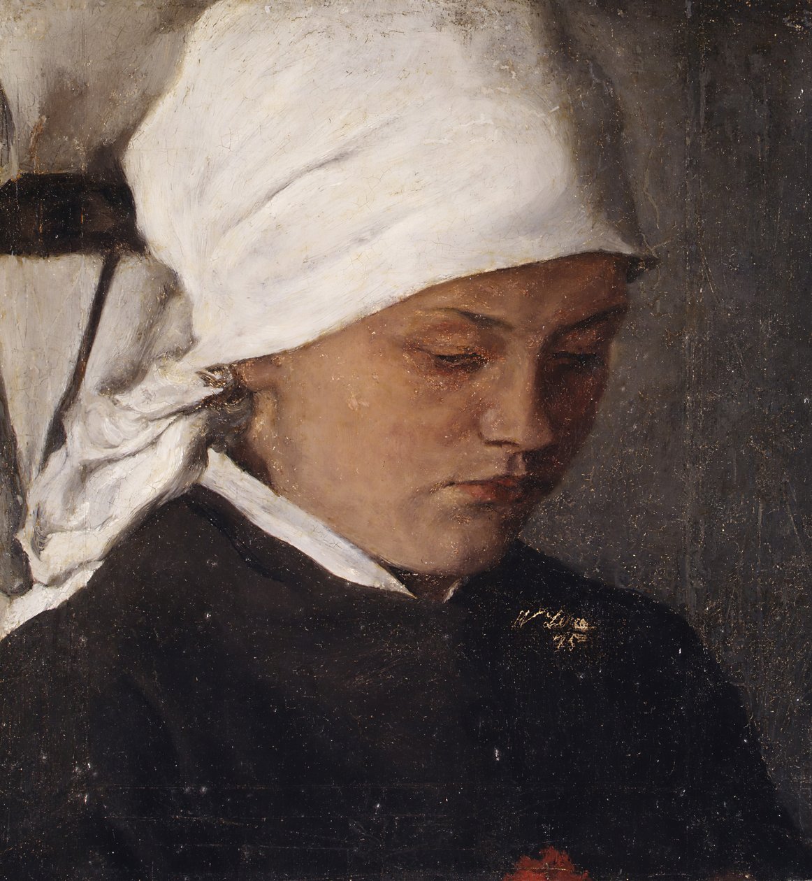 Peasant Girl with a White Headcloth by Wilhelm Maria Hubertus Leibl