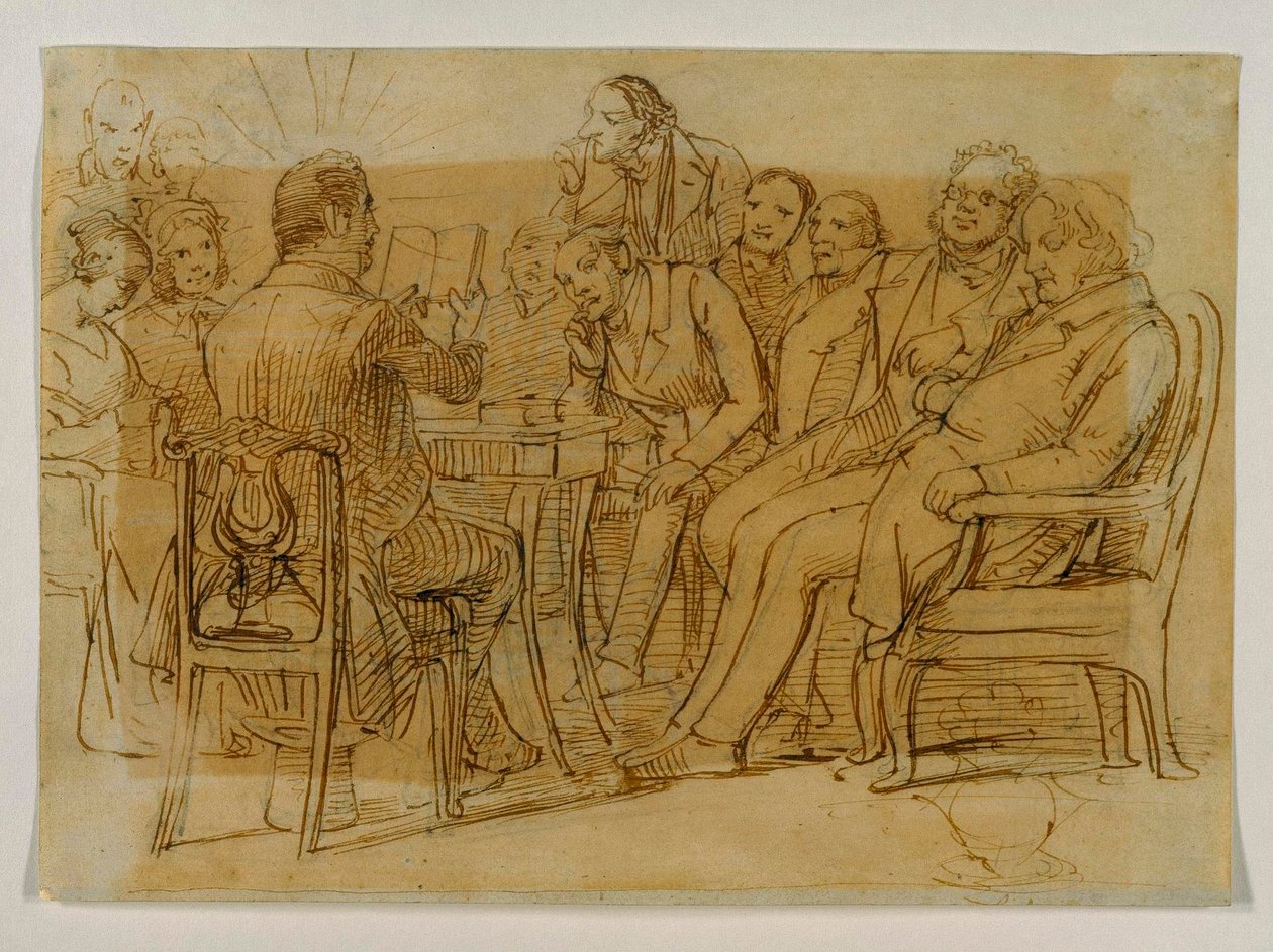 Adam Oehlenschläger Reading Aloud at the Stampe Salon by Wilhelm Marstrand