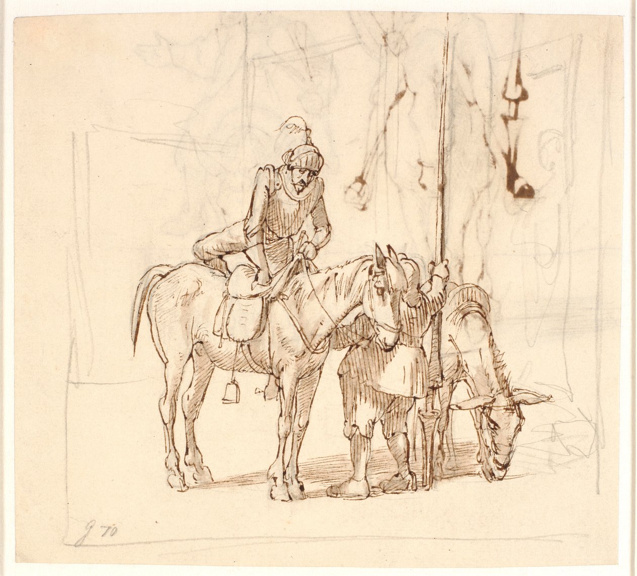 Don Quixote Mounting His Horse by Wilhelm Marstrand