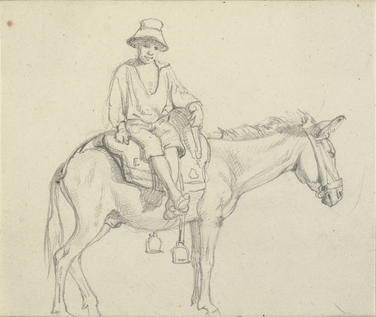 Boy Sitting Sideways on a Donkey by Wilhelm Marstrand