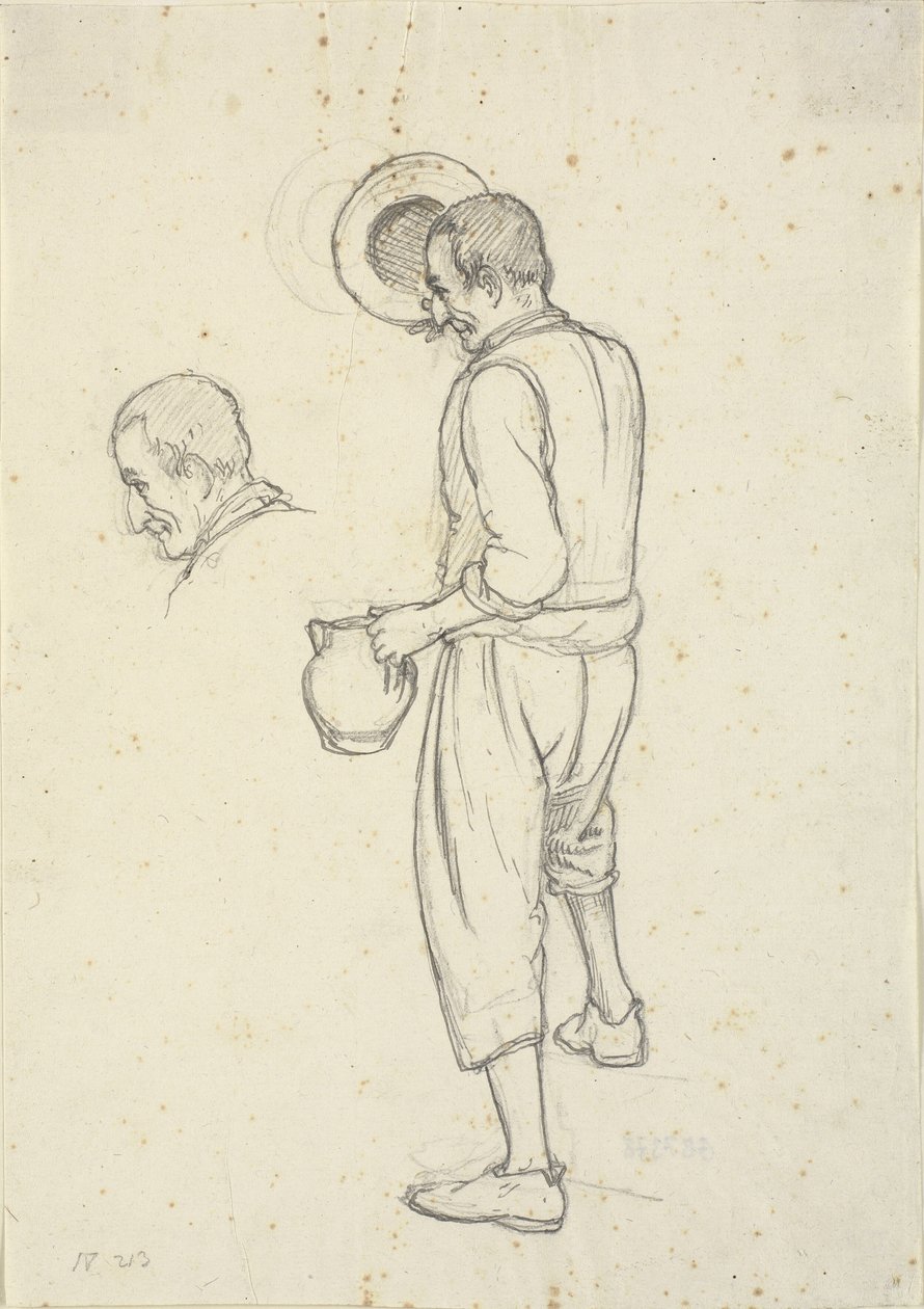 Old Fisherman Taking Off His Hat and Study of His Head by Wilhelm Marstrand