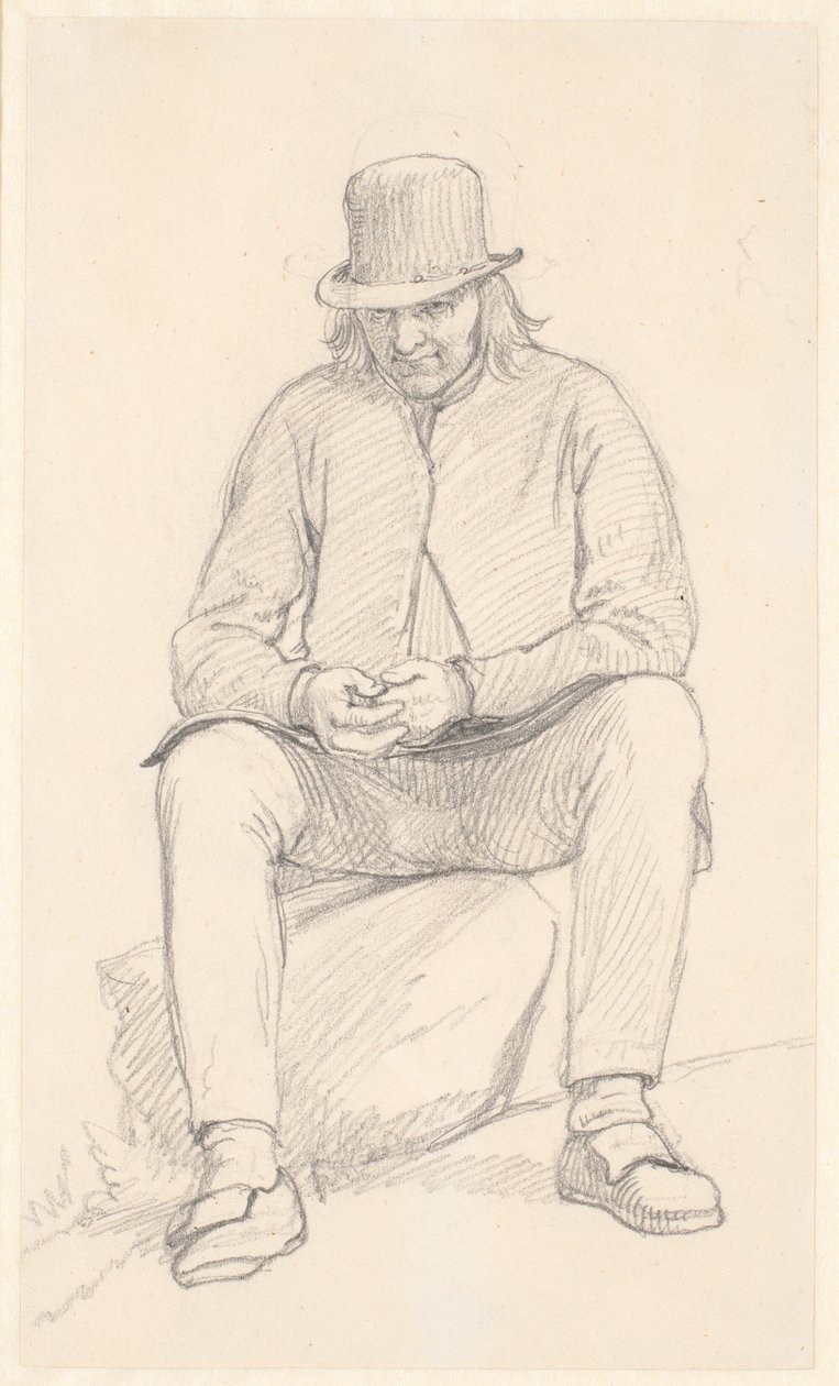 Old Swedish Farmer Sitting on a Stone by Wilhelm Marstrand