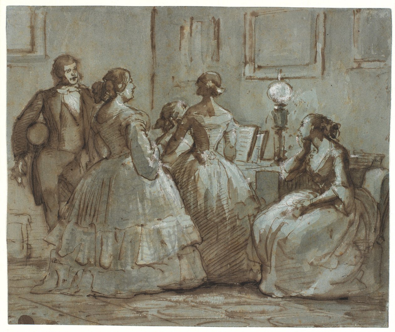 Copenhagen Social Scene, Music Being Played by Wilhelm Marstrand