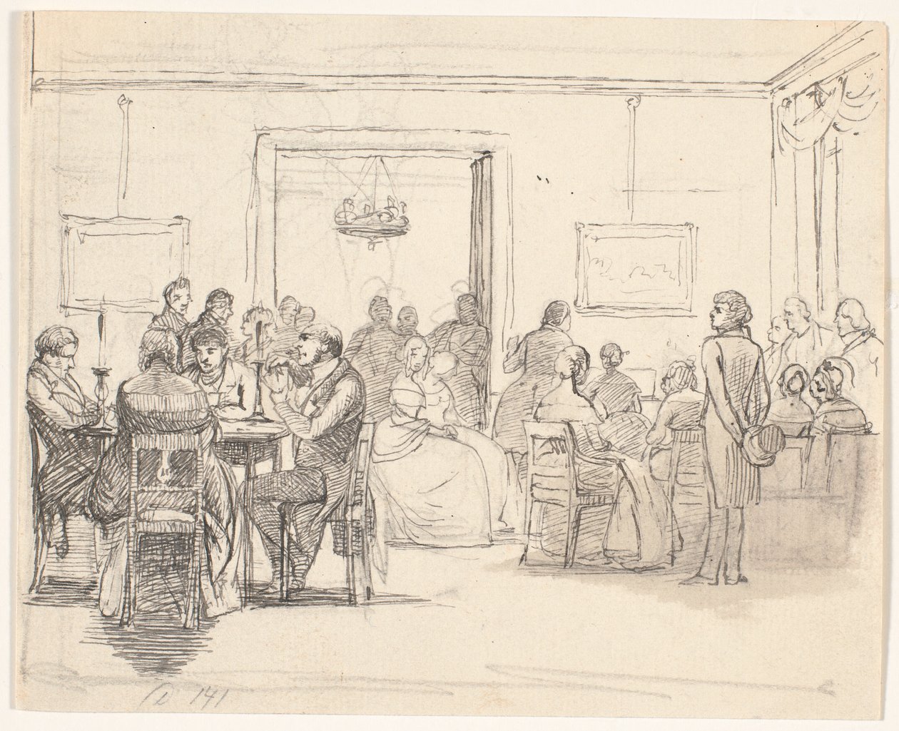 Copenhagen Social Scene, Left Card Players, Right Musicians by Wilhelm Marstrand