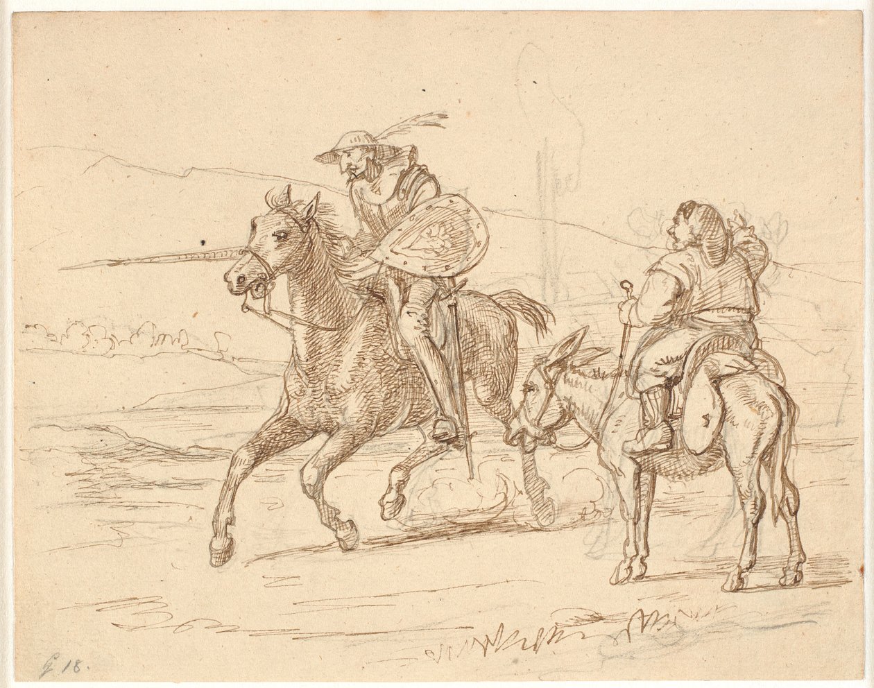 While Sancho Watches, Don Quixote Attacks by Wilhelm Marstrand