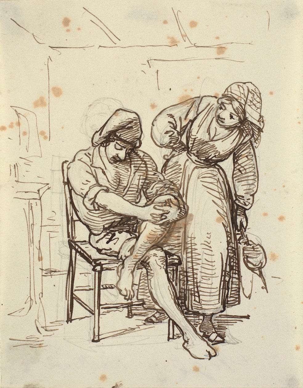 Girl Looking at a Young Fisherman Sitting on a Chair by Wilhelm Marstrand