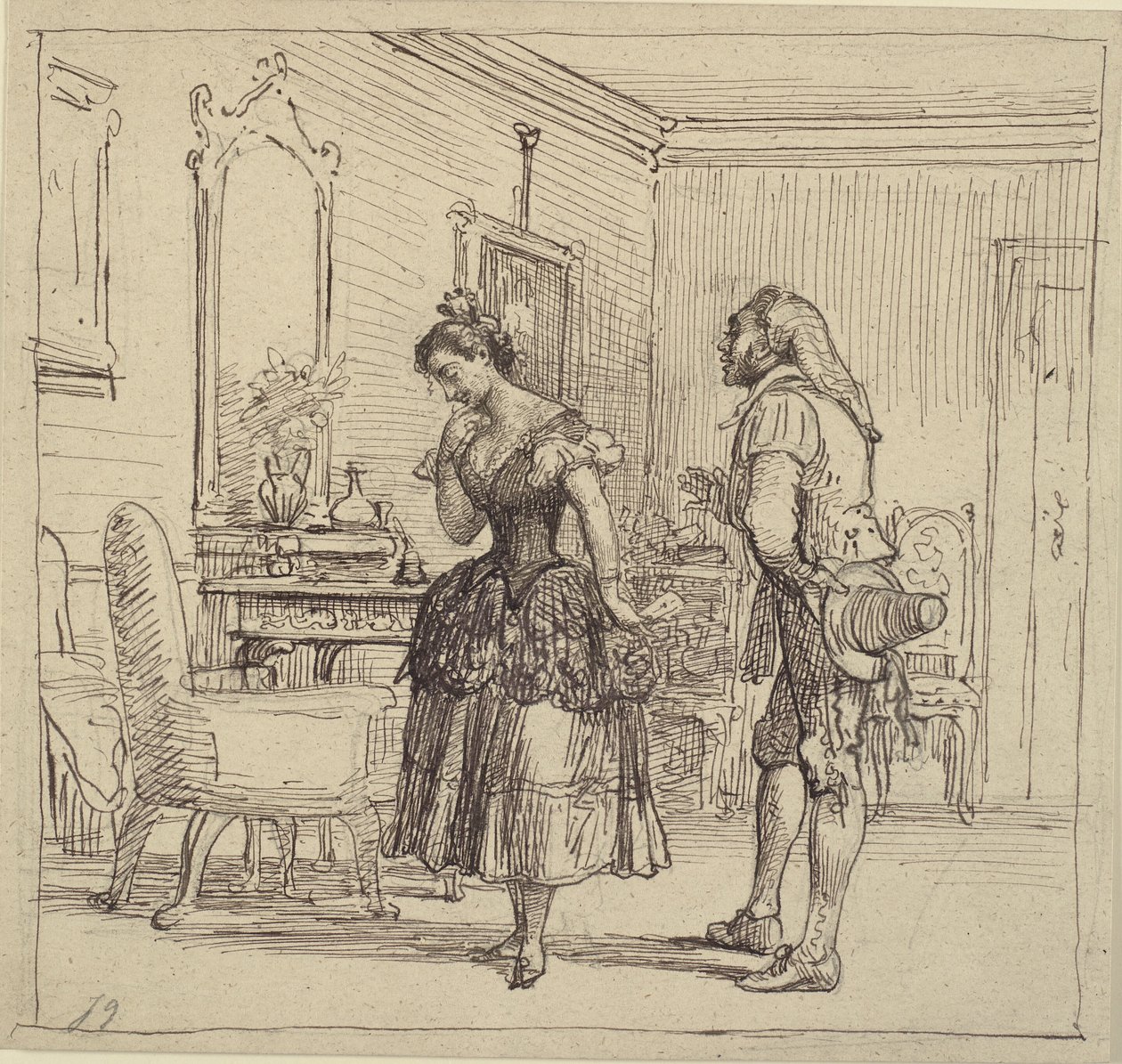 Rosina Gives Figaro the Letter for Count Almaviva. (The Barber of Seville) by Wilhelm Marstrand