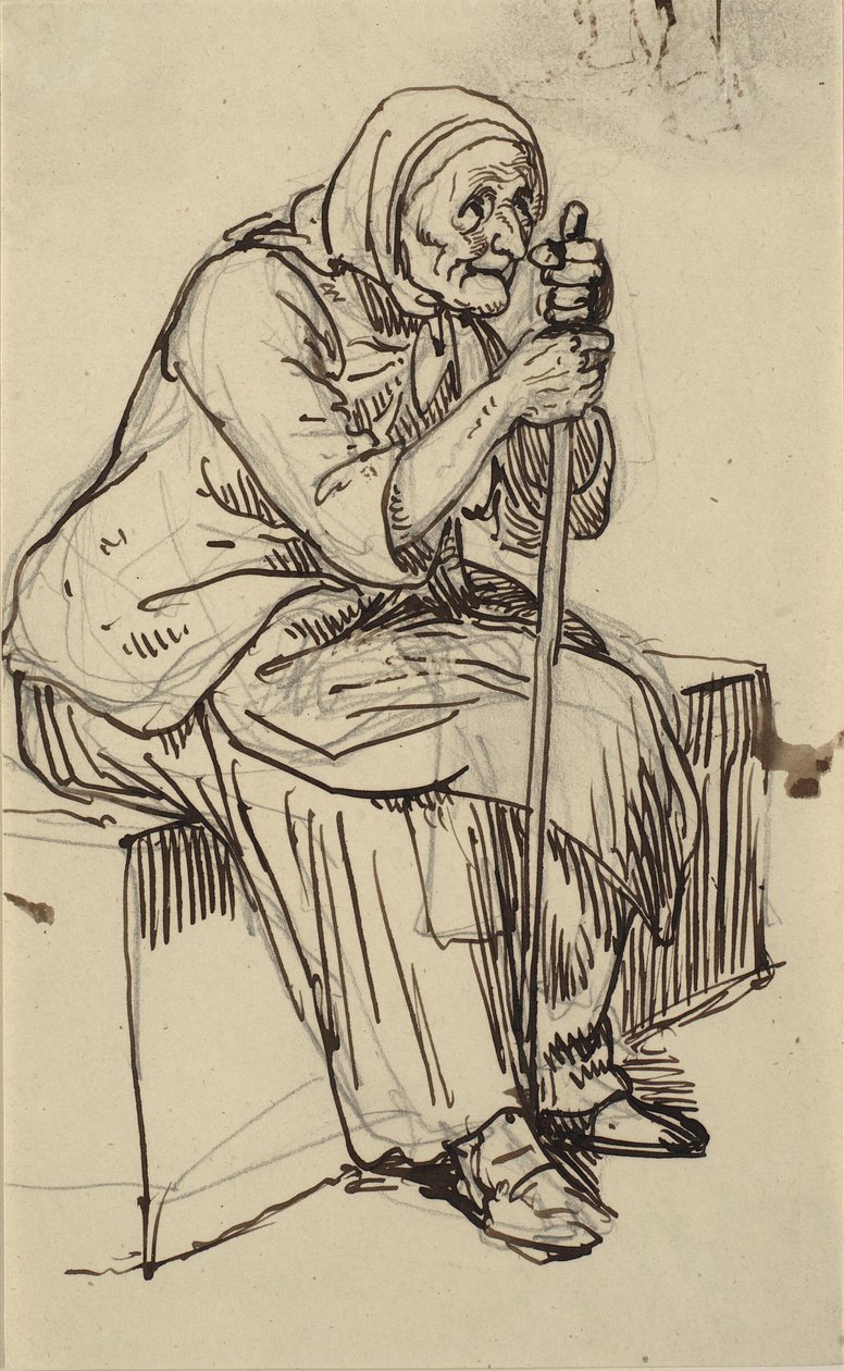 Seated Old Woman by Wilhelm Marstrand