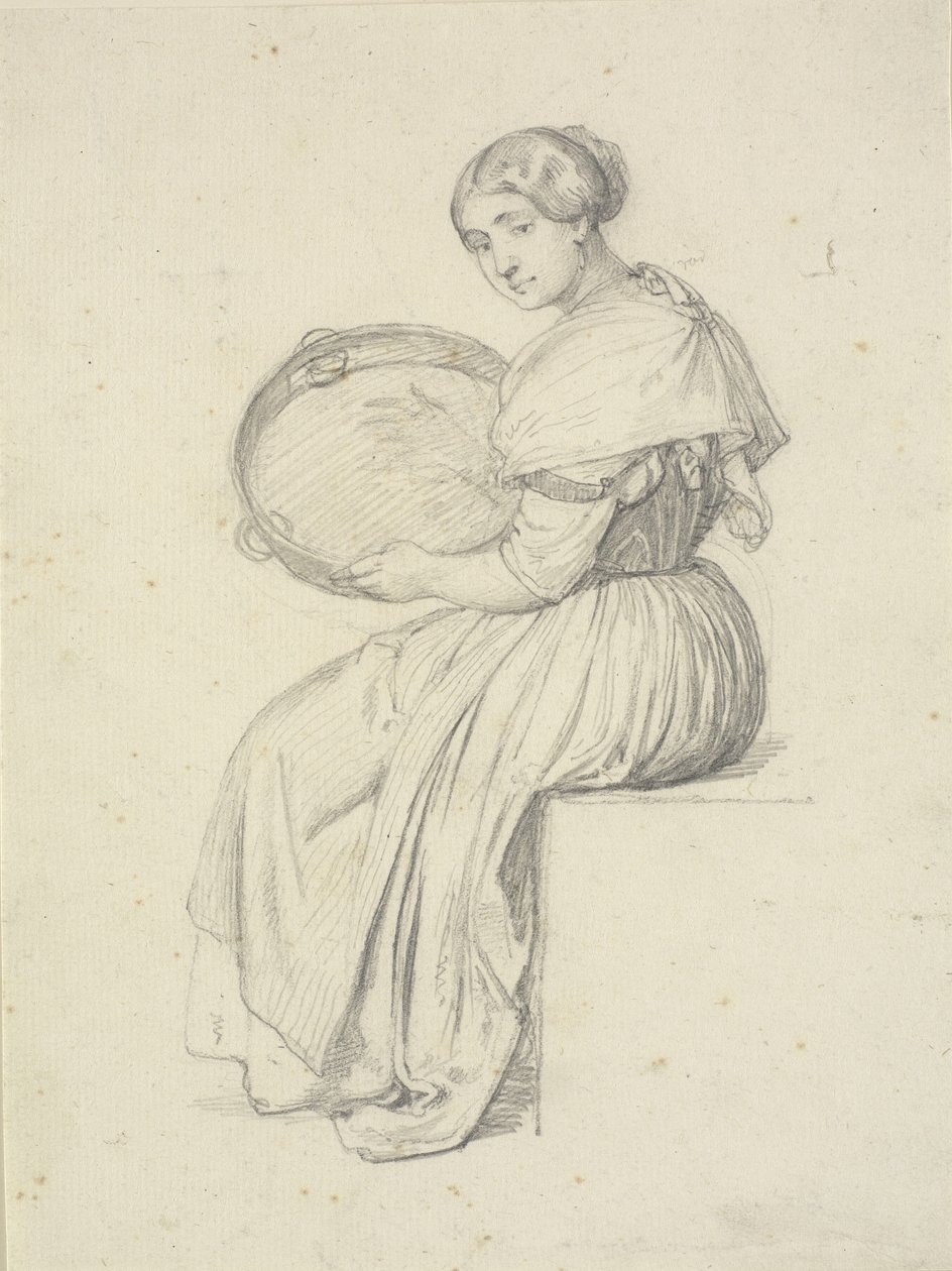 Seated Woman with Tambourine by Wilhelm Marstrand