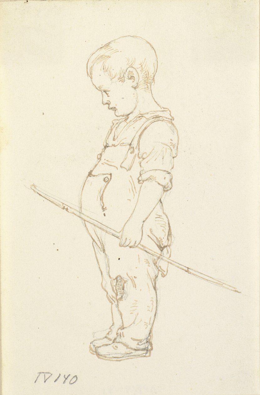 Standing Little Boy with a Stick in Hand by Wilhelm Marstrand