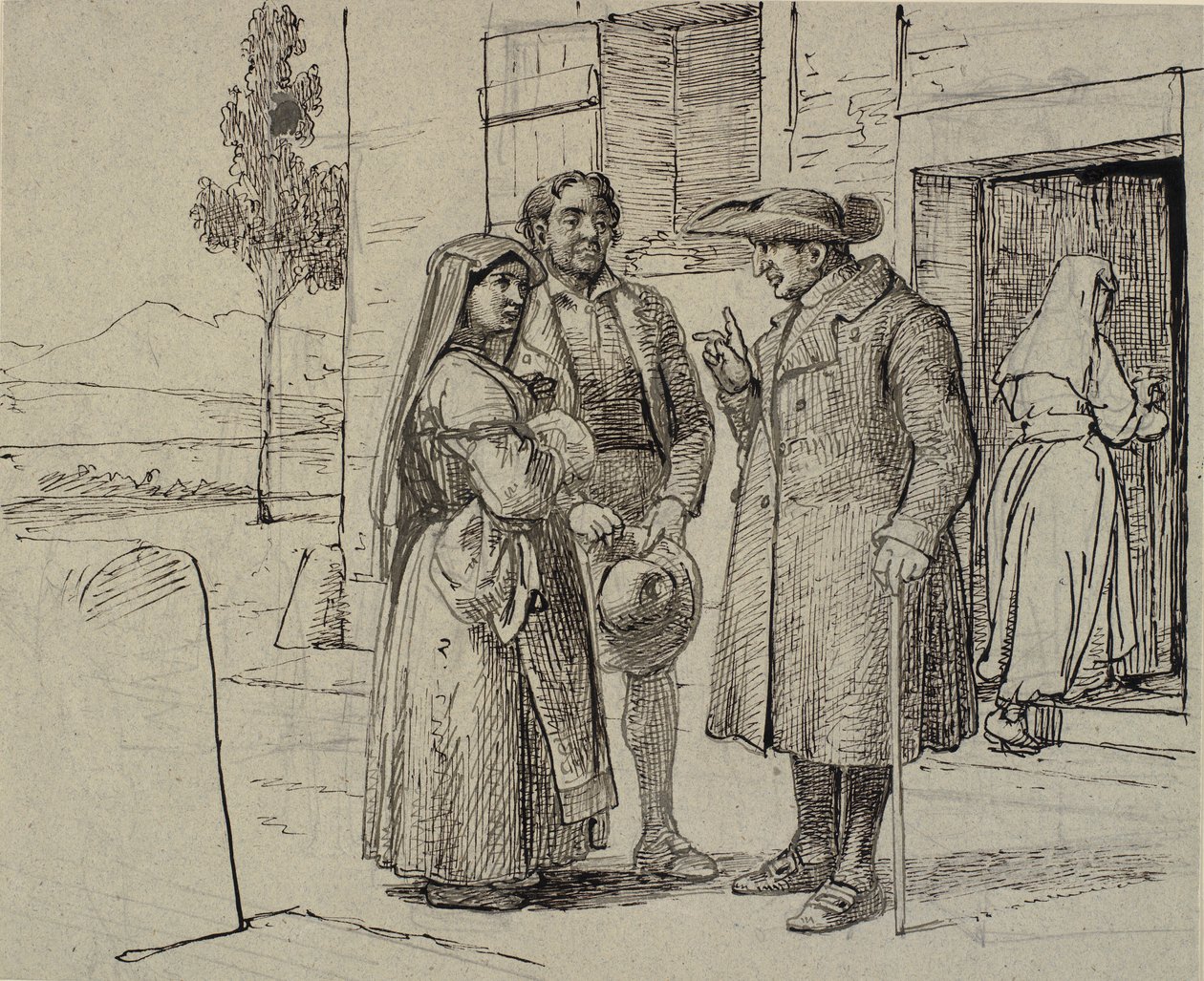 Outside a House, a Priest Admonishes a Young Couple by Wilhelm Marstrand