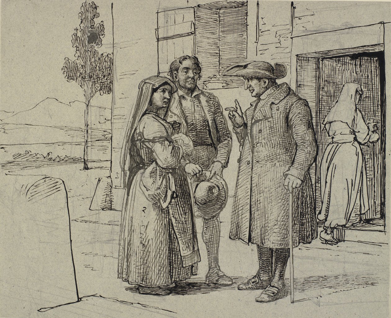 Outside a House, a Priest Admonishes a Young Couple by Wilhelm Marstrand