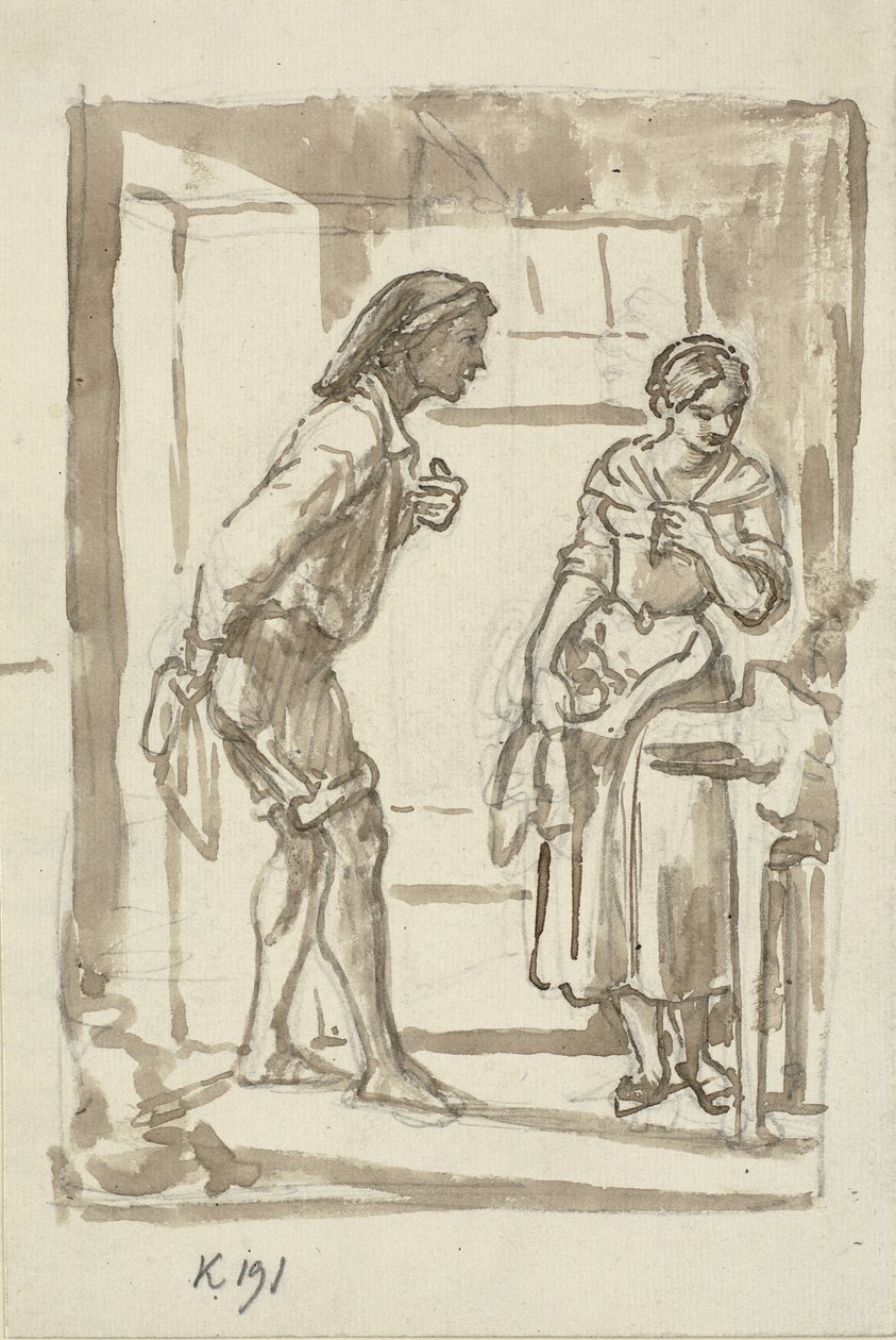 Young Fisherman Entering the Door to a Young Girl by Wilhelm Marstrand