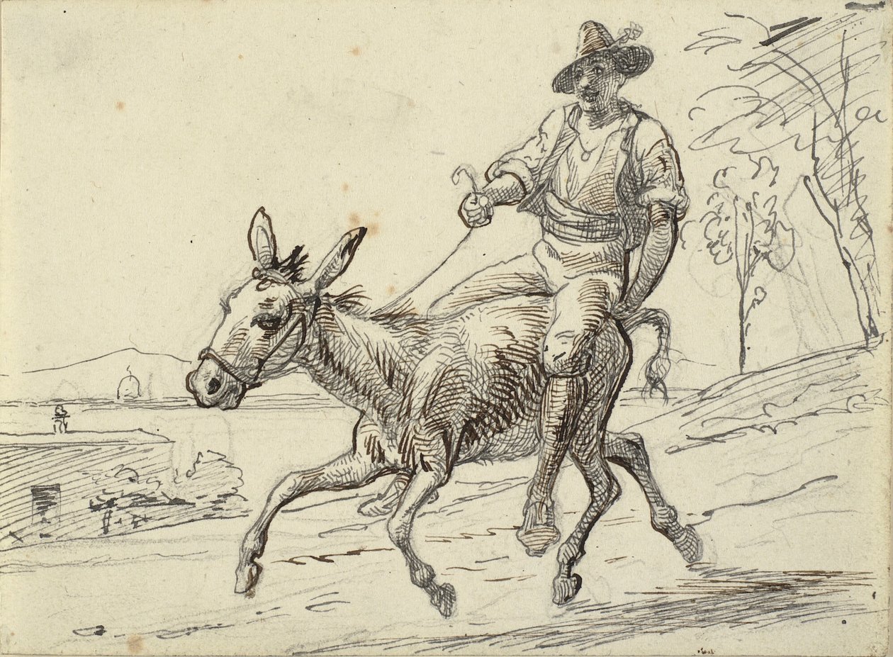 Young Man Riding a Donkey by Wilhelm Marstrand