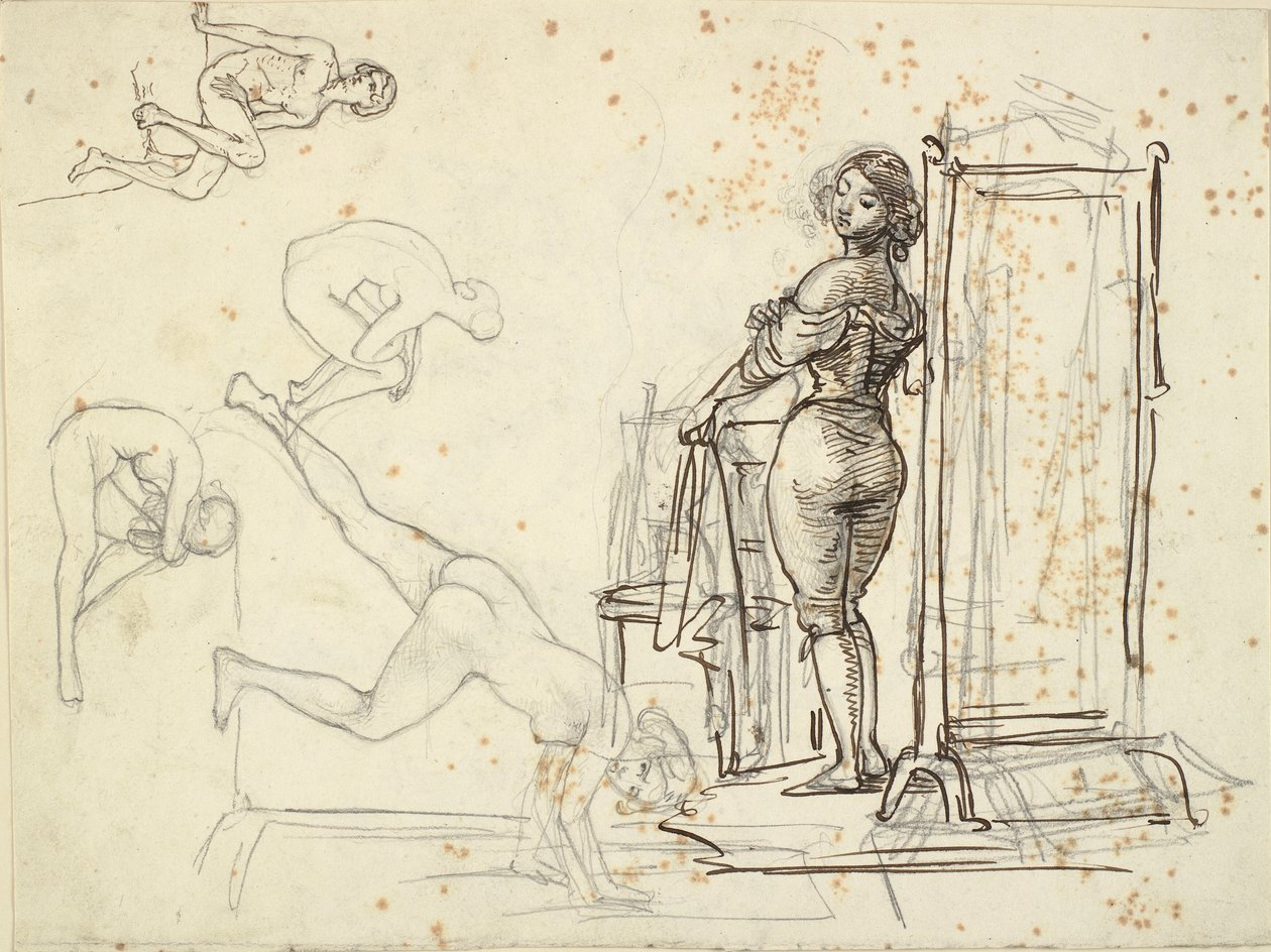 Young Girl Dressing and Four Model Studies by Wilhelm Marstrand