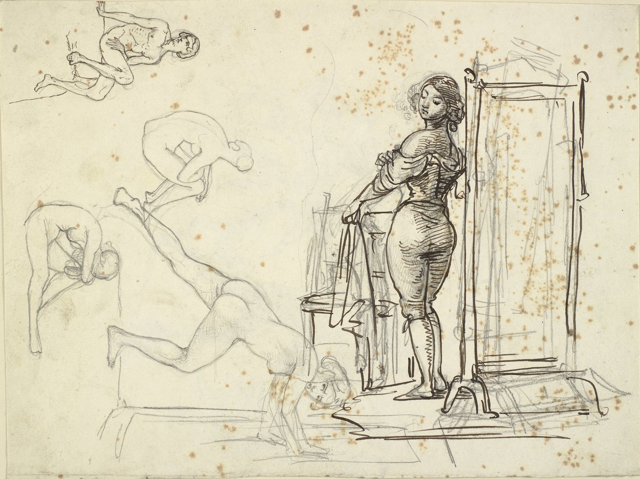 Young Girl Dressing and Four Model Studies by Wilhelm Marstrand