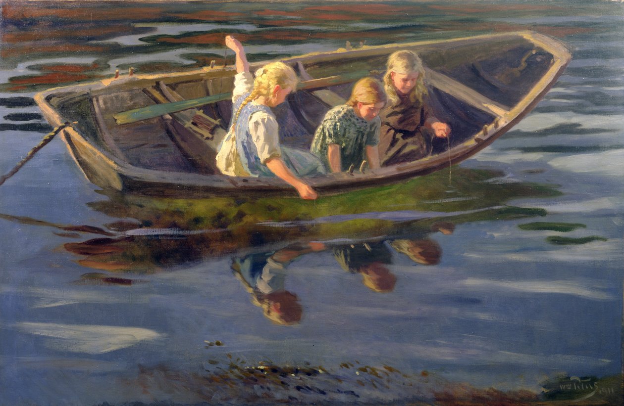 Crabfishing, Christiania by Wilhelm Peters