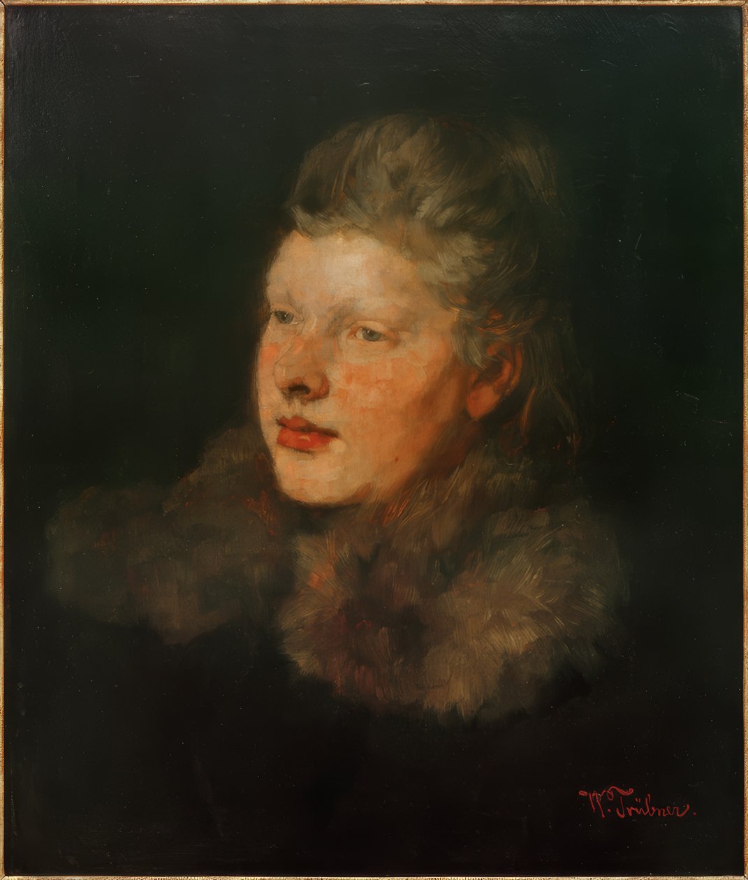 Blonde with Fur by Wilhelm Trübner