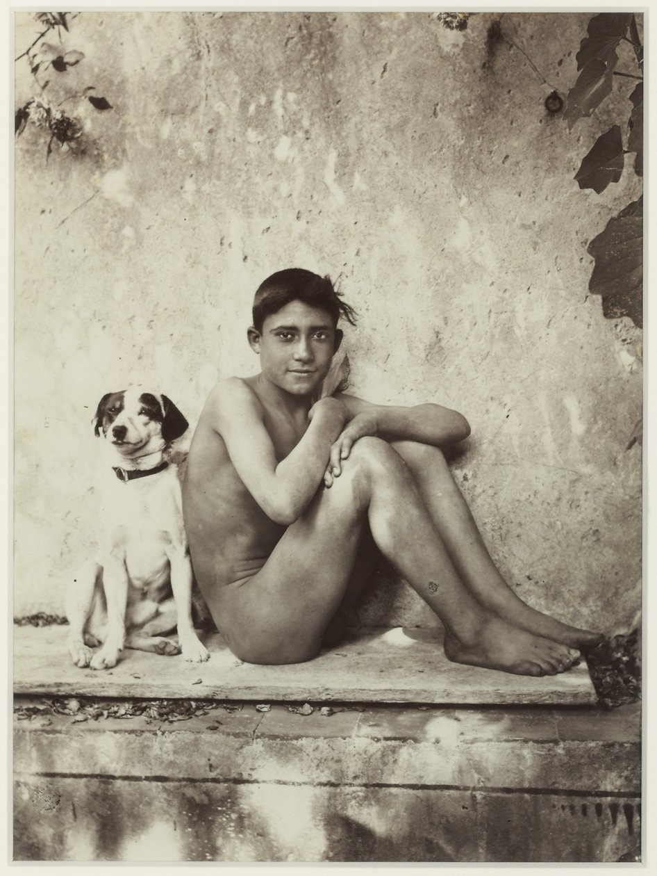 Boy and His Dog, Taormina, Italy, c.1900 by Baron Wilhelm von Gloeden