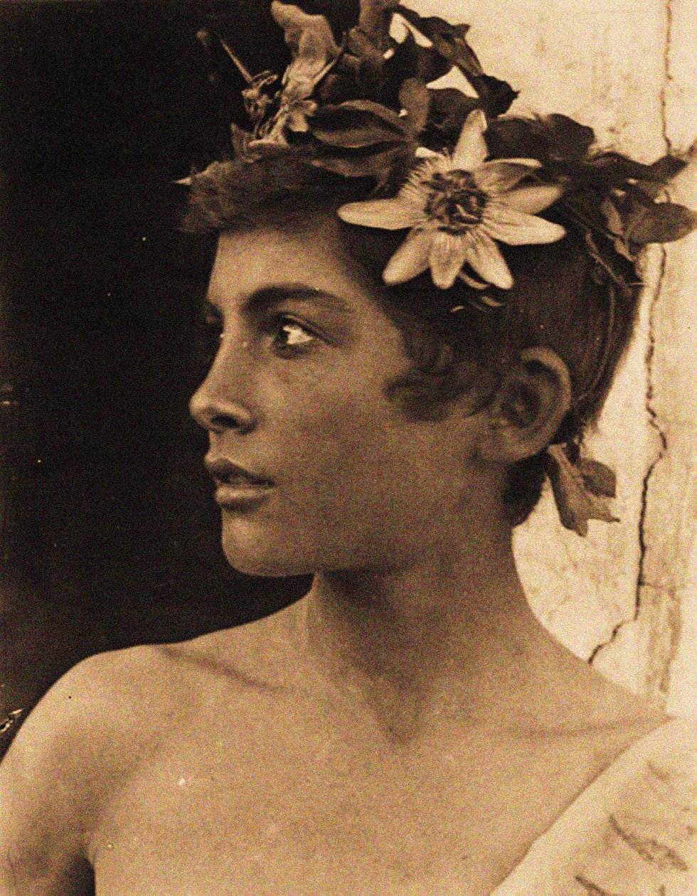 Study of a Sicilian Boy with Passionflowers in His Hair, Sicily, c.1899 by Baron Wilhelm von Gloeden
