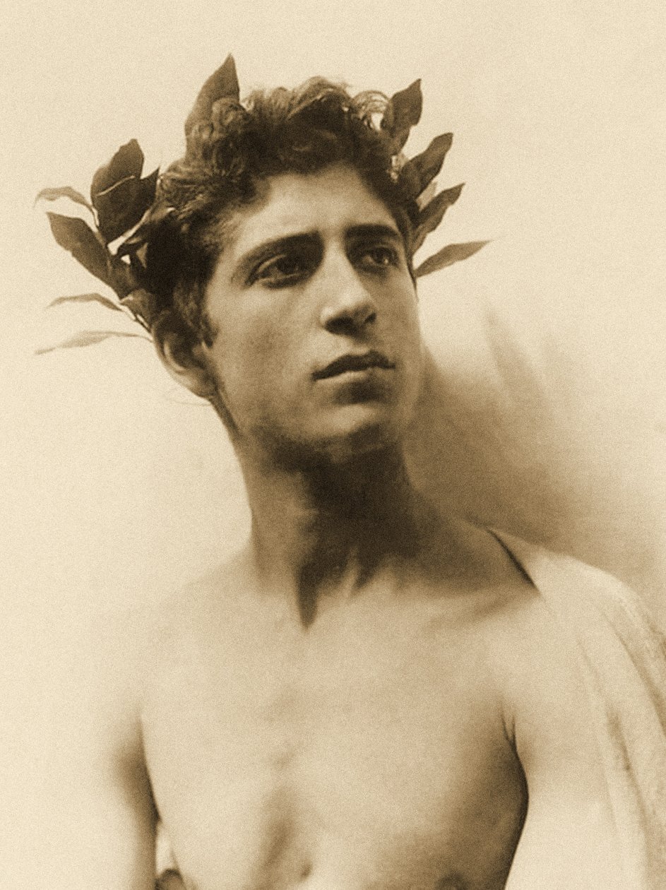 Study of a boy wearing a wreath, Sicily, c.1898 by Baron Wilhelm von Gloeden