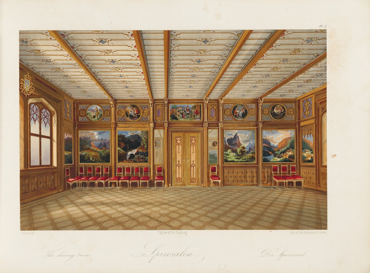 Oscarshal Dining Room, 1852 by Wilhelm von Hanno