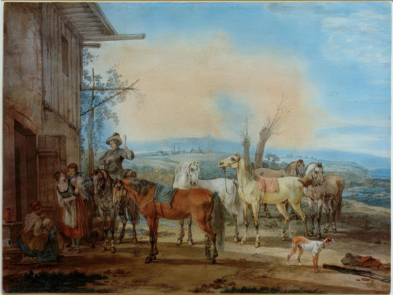 Rider in Front of a Tavern by Wilhelm von Kobell