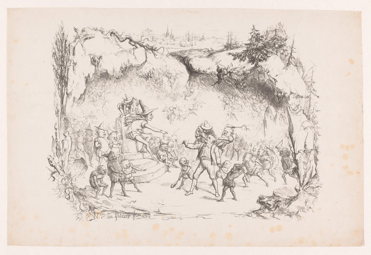 Gabriel Grub Punished by Goblins (Series: Art Album by W. P. van Geldorp) by Wilhelmus Petrus van Geldorp