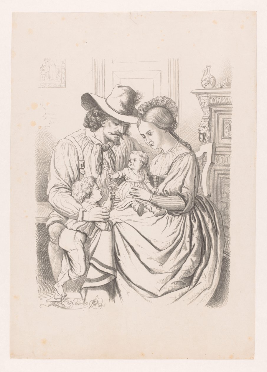 Family with Young Children (series title: Third Age of Human Life, Art Album by W. P. van Geldorp) by Wilhelmus Petrus van Geldorp
