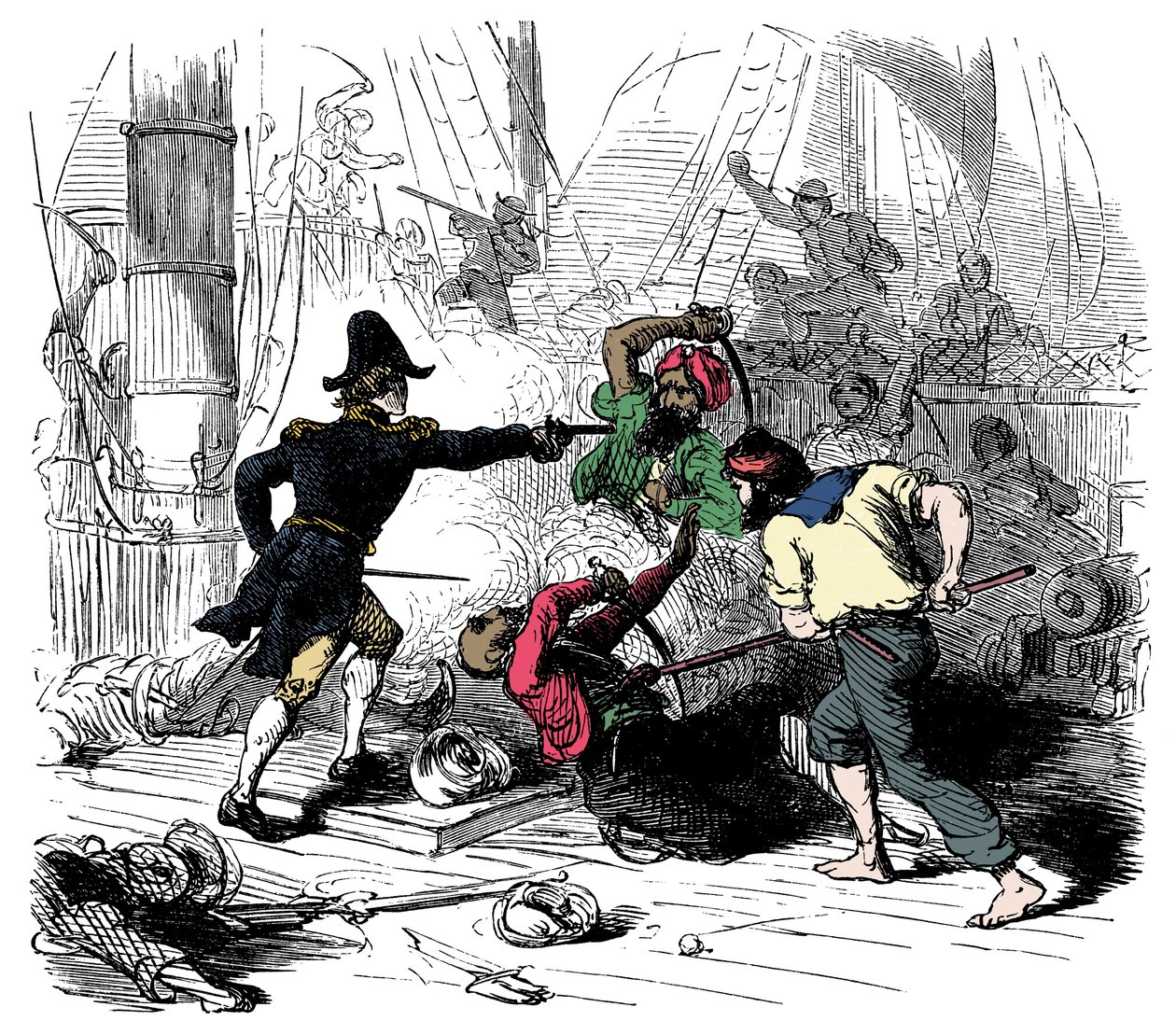 Fighting Algerian Pirates Engraving from 