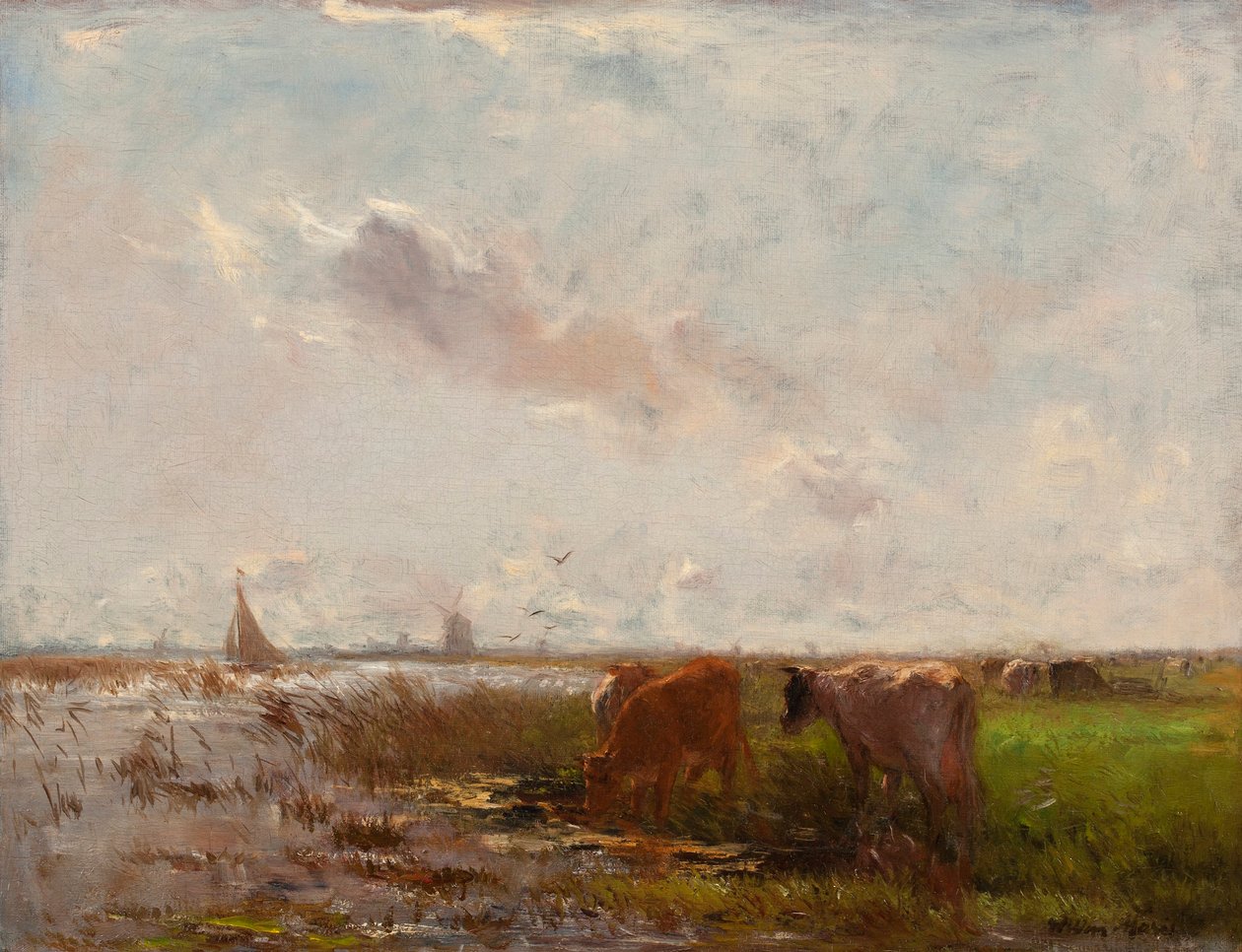 Cows in a Polder Landscape by Willem Maris