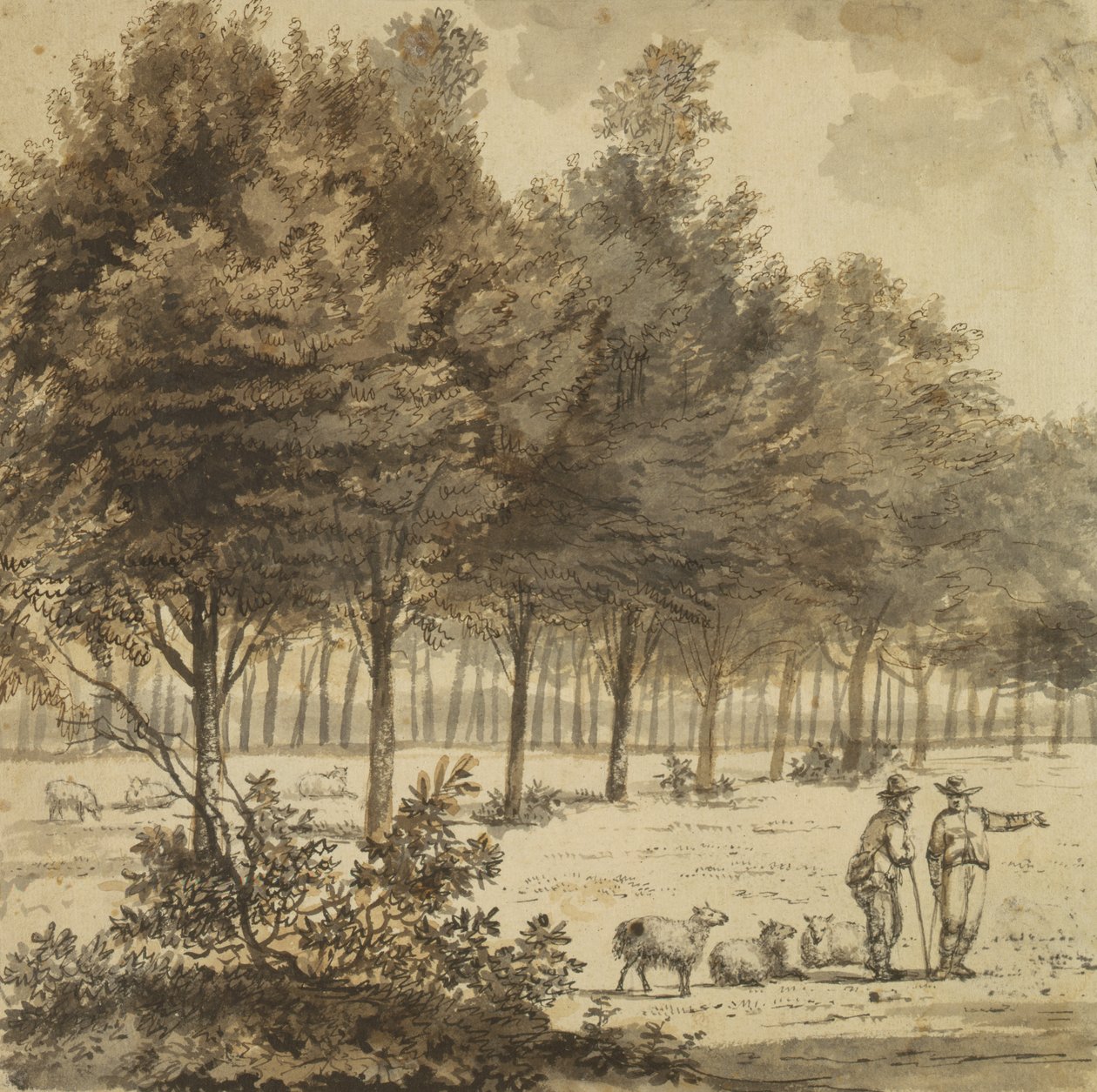 Two Shepherds and an Avenue by Willem de Heusch